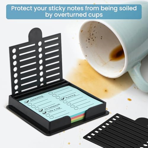 Black Sticky Note Holder with 5 Stencils & 100 Post-It Notes