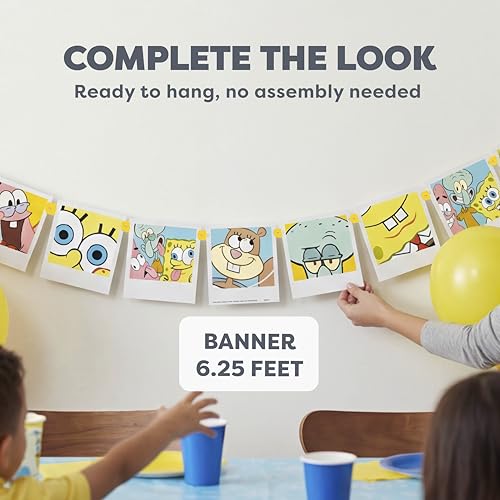SpongeBob Birthday Decorations Set - Tablecloth & Banner