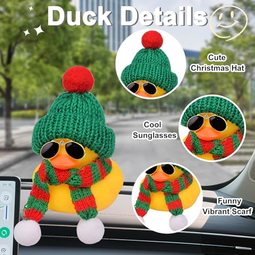 Cute Winter Duck Dashboard Ornament with Hat & Sunglasses