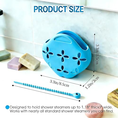 Blue Shower Steamer Tray with Suction Cup Hook - Reusable Aromatherapy Holder