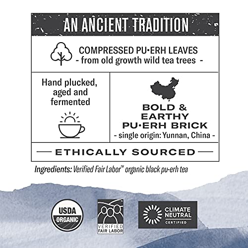 Numi Organic Aged Pu-erh Tea Brick - Bold & Earthy, 12 Portions