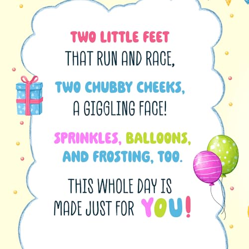 2nd Birthday Greeting Card - Made in USA, Eco-Friendly Thick Card Stock, Premium Envelope, 5x7.75in