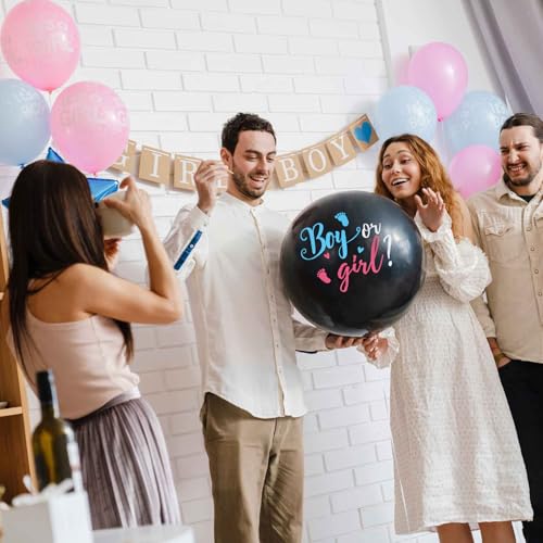 36 Inch Gender Reveal Balloons with Pink & Blue Confetti - 2 Pack