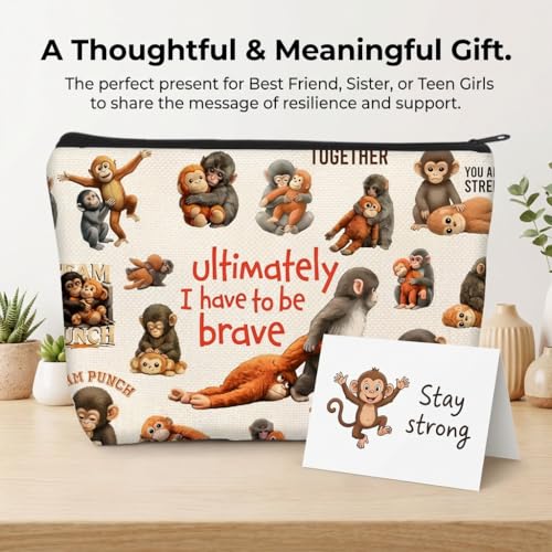 Brave Monkey Cosmetic Bag Inspirational Makeup Pouch Travel Organizer
