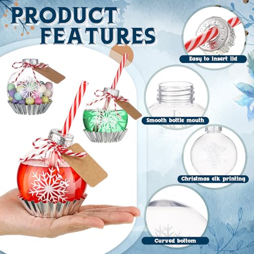 12Pcs Christmas Plastic Ball Bottle Decorations for Drinks - Snowflake Pattern