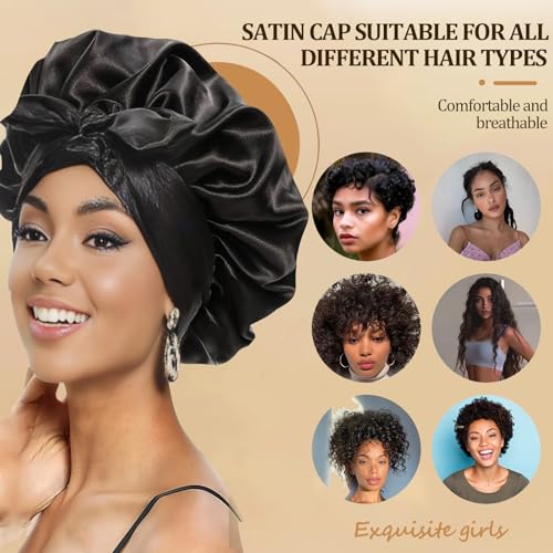 Reversible Double-Layer Satin Sleep Bonnet for Women