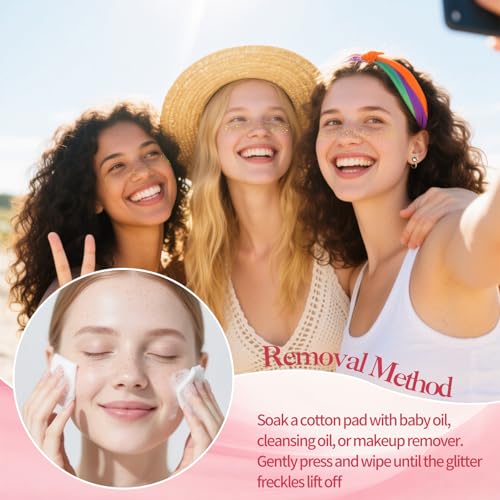 FOVKO Gold Glitter Freckles Face Tattoo 15 Pcs Waterproof Sparkle Stickers