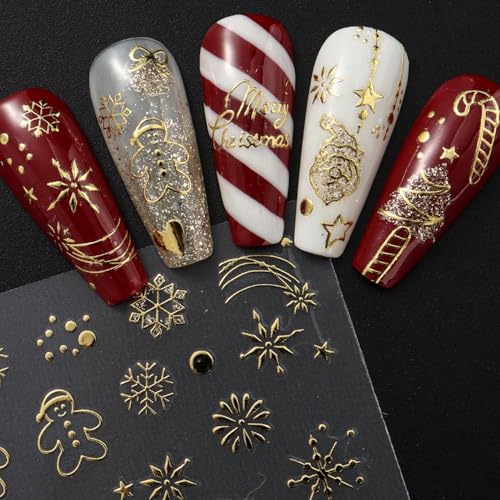 Christmas Nail Art Stickers 4 Sheets Self-Adhesive Winter Decals