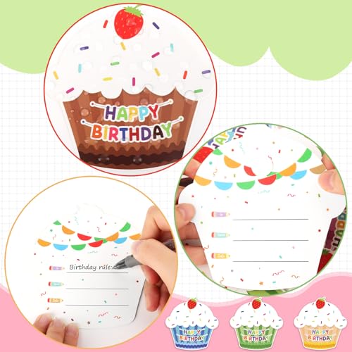 Atiloy Happy Birthday Card Set - 40 Kids Classroom Certificates & Greeting Cards