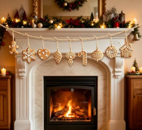 12 Pcs Gingerbread Christmas Ornaments Set - Holiday Tree Decorations