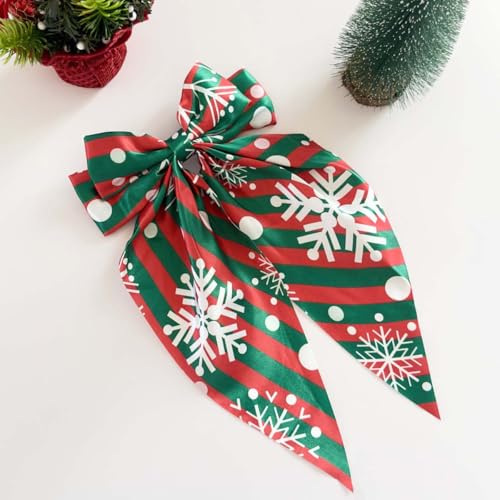 LINMEIZAI Christmas Hair Bows for Women, Big Long Tail Bow Hair Clips