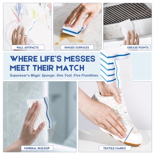SUPERASER HD-PU Durable 10-Pack Melamine Magic Sponge Erasers for Household Cleaning