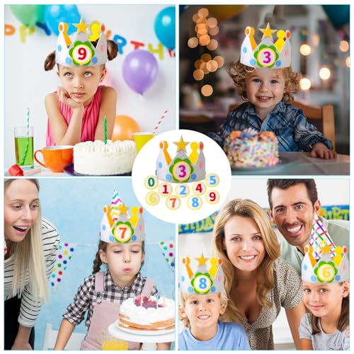 Felt Birthday Crown Hat with Replaceable Numbers for Kids