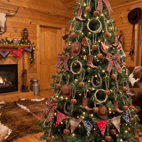 Rustic Christmas Jingle Bells with Safety Pins 0.79'' - Rusted Metal Decor Set