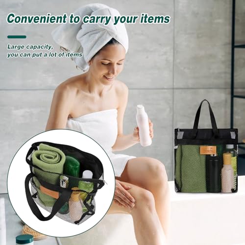 KALIONE Black Mesh Shower Caddy Bag - Portable Toiletry Organizer for Gym & Travel