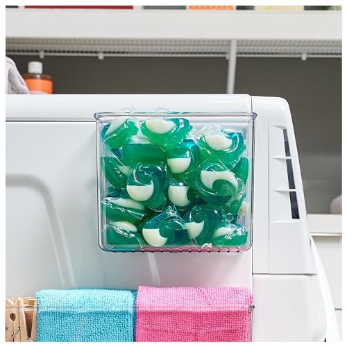iDesign Magnetic Organizer Bins, Small Clear Storage for Laundry, 4-Pack