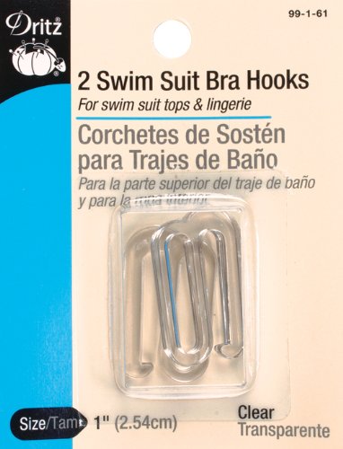 Dritz Swim Suit Bra Hooks - Clear Plastic, 1" Size, 2 Pack