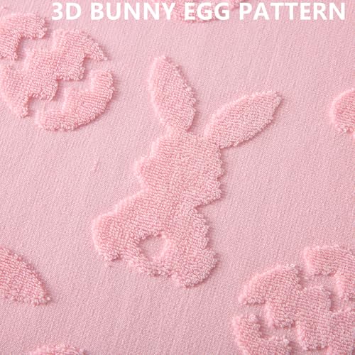 Aolime Easter Hand Towels - 2-Piece Set, 100% Cotton Bunny & Egg Design