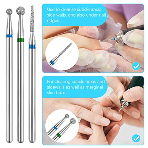 Difenni Diamond Cuticle Drill Bits Set for Electric Nail File 3pcs