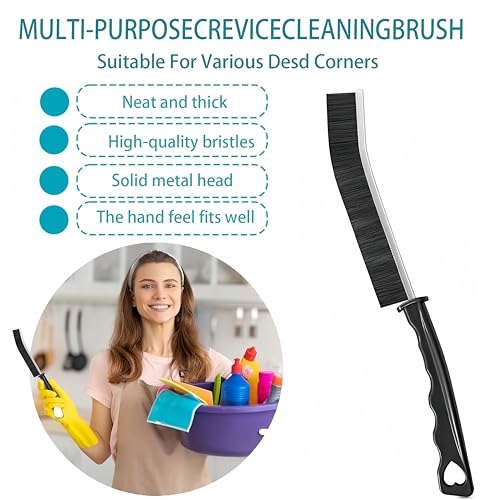 3 Pack Crevice Cleaning Brushes for Grout, Kitchen & Bathroom Surfaces