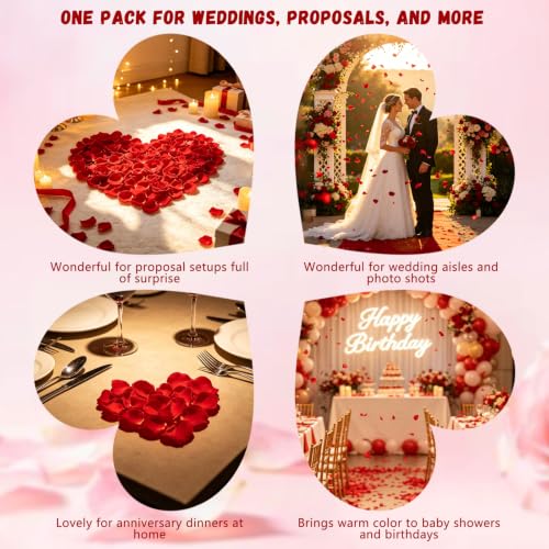 3000 Red Rose Petals - Premium Non-Woven Fabric for Weddings & Decor