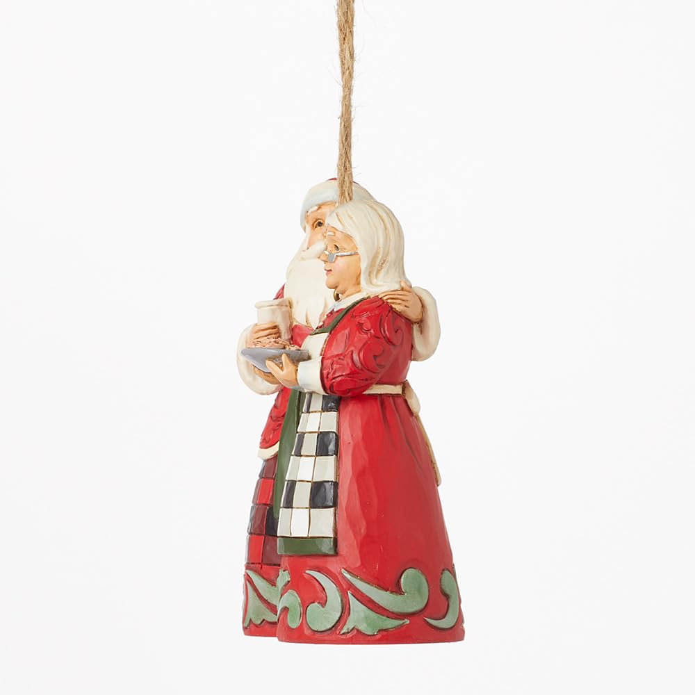 Enesco Jim Shore Heartwood Creek Highland Santa and Mrs. Claus Hanging Ornament, 3.82 Inch, Multicolor