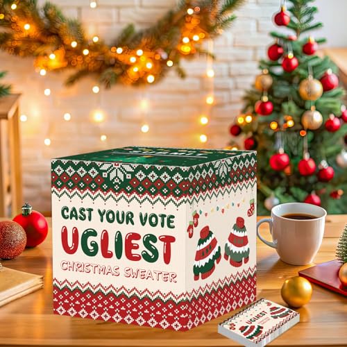 Christmas Ugly Sweater Contest Voting Card Box Set with 50 Vote Cards