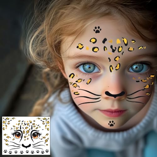 8Pcs Halloween Temporary Tattoos For Kids - Cat & Animal Sticker Designs