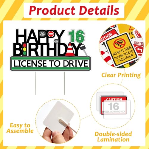 Drivers License Cake Toppers for 16th Birthday Party - 10 Count