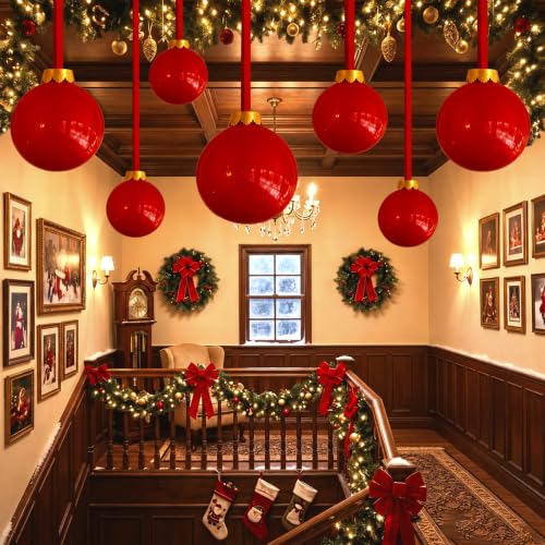 18 Pcs Burgundy Inflatable Christmas Ornaments Outdoor Holiday Decor