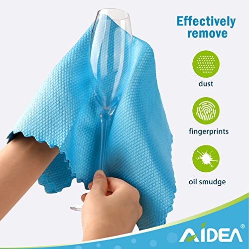 AIDEA Microfiber Glass Cleaning Cloths 12"x12" - 8 Pack, Lint-Free