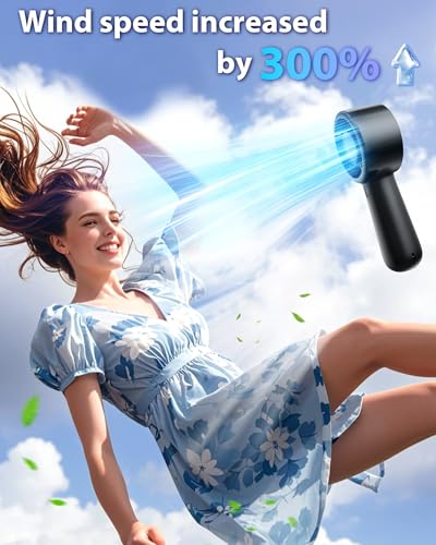 AUIIAH Portable Handheld Fan - USB Rechargeable, 5 Speeds, Black