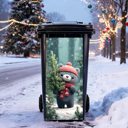 Nuxovilar Winter Bear PVC Garbage Pail Sticker - 14.57x32.28 in