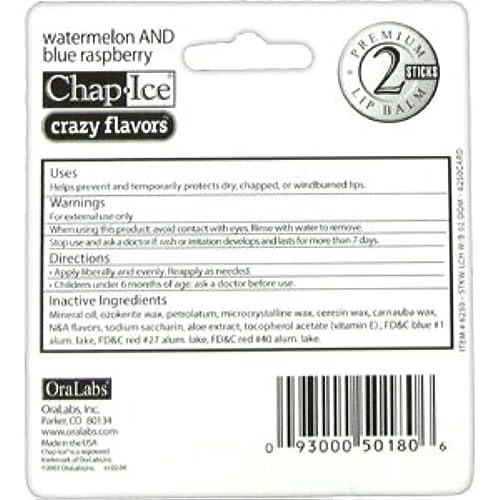 OraLabs ChapIce Lip Balm Watermelon & Blue Raspberry 2 Pack
