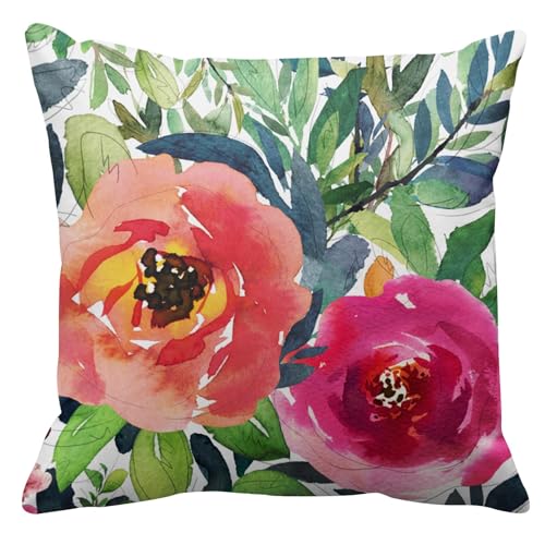 Emvency 20x20 Inch Boho Velvet Body Pillow Cover with Zipper - Pink Floral