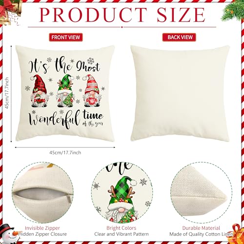 THAWAY Christmas Pillow Covers 18x18 Set of 4, Red & Black Buffalo Plaid