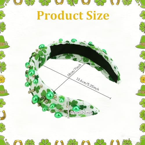 Green Knotted Pearl Headband Shamrock St. Patrick's Day Hair Accessory