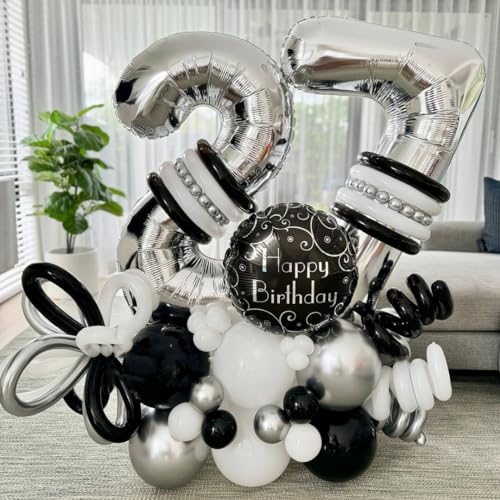 Silver Number 1 Balloon - 40 Inch Foil Mylar for 1st Birthday Party