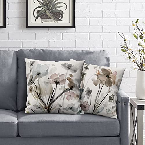 Qesonoo 18x18 Inch Set of 2 Flower Velvet Throw Pillow Covers - Modern Decorative Square Cushion Cases for Sofa Bed Couch Bedroom Living Room Car