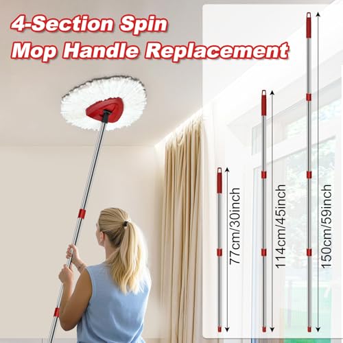 4-Section Adjustable Mop Handle for O Cedar Spin Mop - American Screw Joint