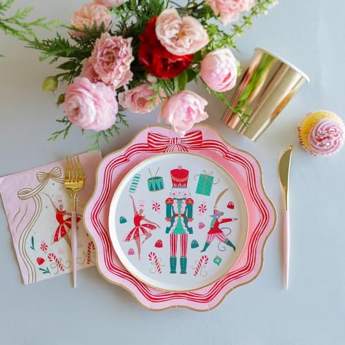 Whimsical Nutcracker Dessert Plates - Pack of 8, 8.25 Inch Holiday Tableware