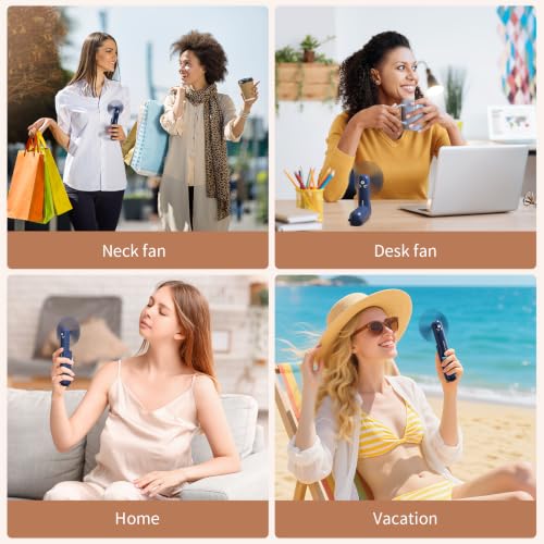 Morelax Portable Handheld Fan - Navy Blue Foldable USB Mini Fan with Power Bank