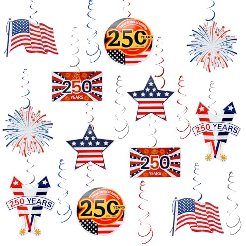 250th Anniversary USA Hanging Decorations - Patriotic Swirls