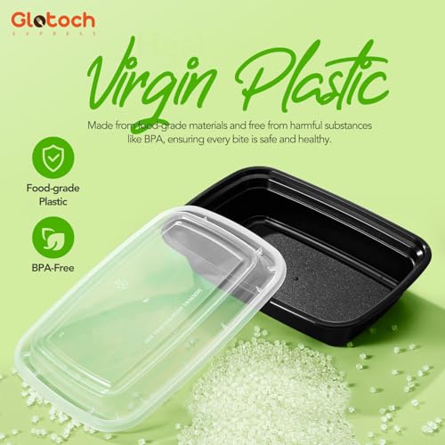 Glotoch 16oz Meal Prep Containers with Lids - 10 Pack, Reusable, Leakproof, Microwave Safe