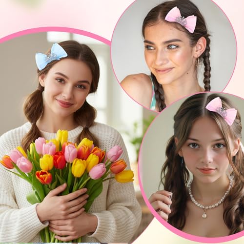 Ymapinc Butterfly Bow Tulle Crown Hair Clips 2Pcs Metal Snap Pins