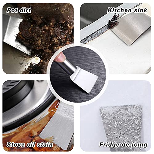 Stove Brush & Stainless Steel Scraper Set - 2pcs Gas Stove Cleaner