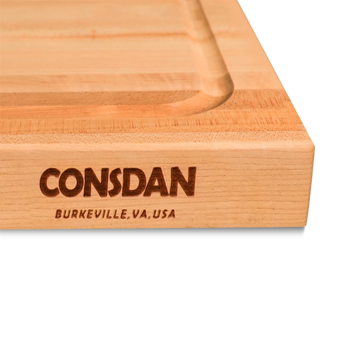 CONSDAN Wood Cutting Board for Kitchen, USA Grown Hardwood, 20 x 15, Hard Maple with Invisible Inner Handle, Prefinished with Food-Grade Oil, Suitable for Kitchen Edge Grain, 1-1/2" Thick