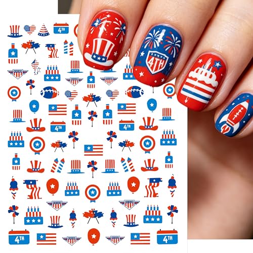 Patriotic Nail Stickers 3D Self-Adhesive American Flag Decals