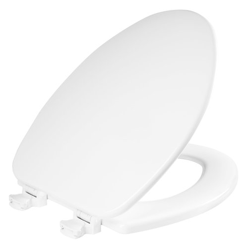 CHURCH Toilet Seat, Easy Clean Hinges Release for Deep Cleans, Durable Enameled Wood Seat, Elongated, White
