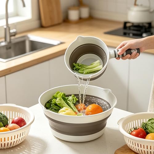AlvoroElvara Folding Plastic Water Dipper - Multi-Purpose Kitchen Ladle